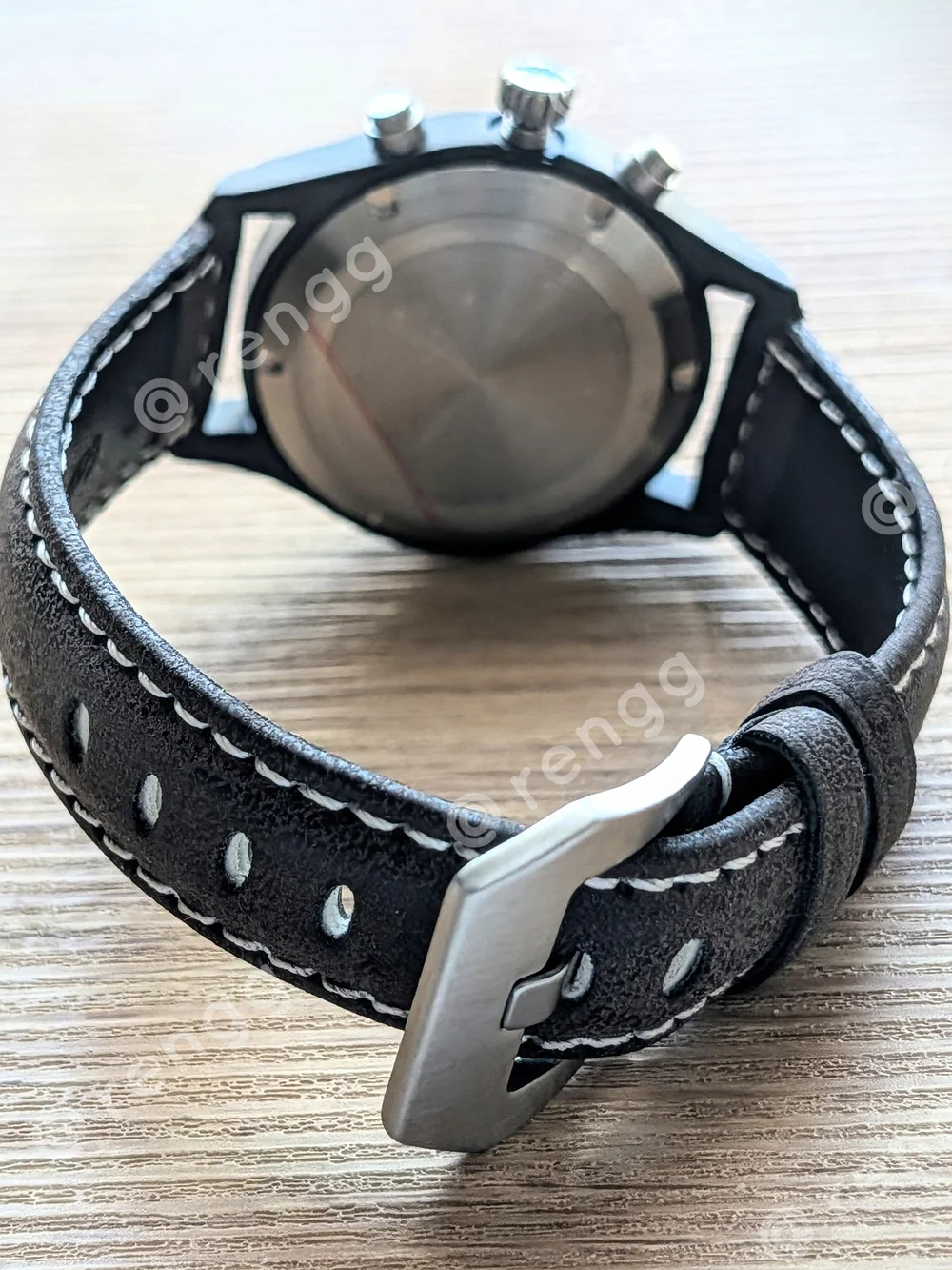 39mm Seiko Men’s Black Case Panda Chronograph Mod Watch Sapphire